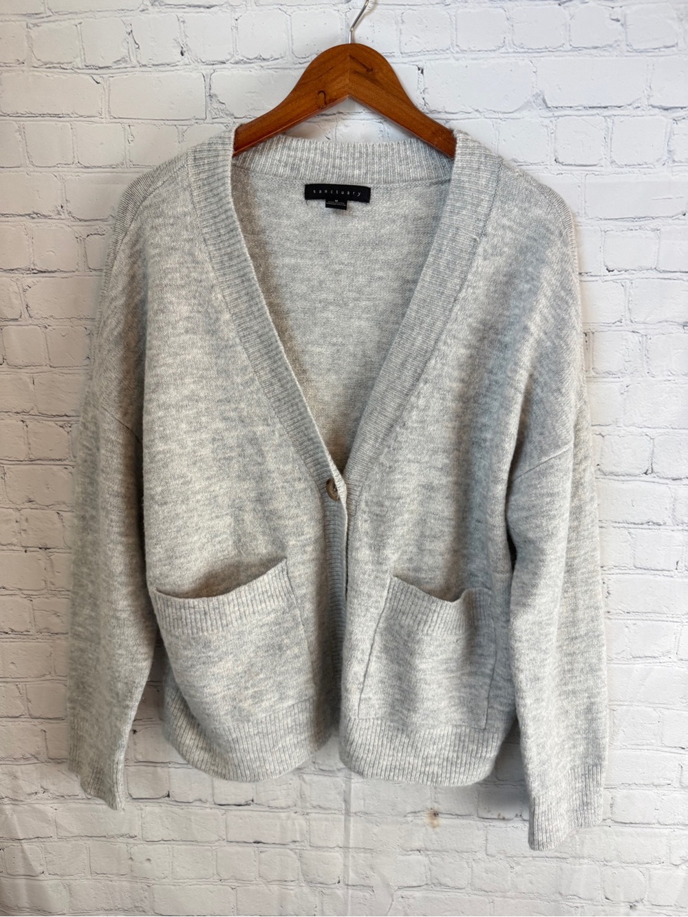 Sanctuary Heather Gray V-Neck Pocket Cardigan